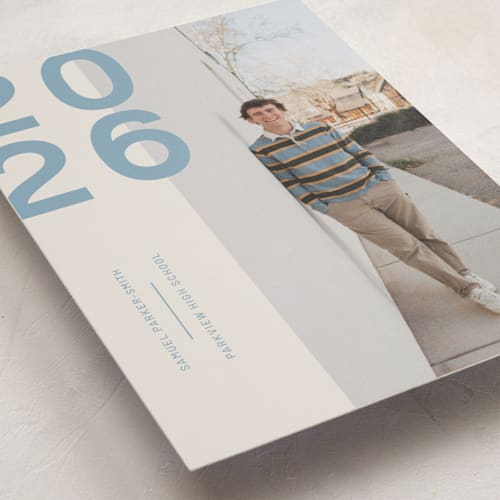 This is a lake graduation announcements with standard by Kelly Watkins called modern year printing on recycled smooth signature in standard