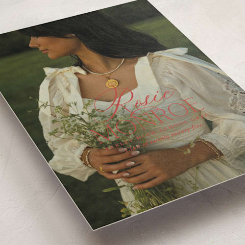 This is a crimson graduation announcements with standard by Oscar and Emma - Karly Depew called classic allure printing on recycled smooth signature in standard