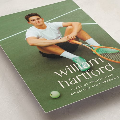 This is a silk graduation announcements with standard by Ellen Schlegelmilch called hartford printing on recycled smooth signature in standard