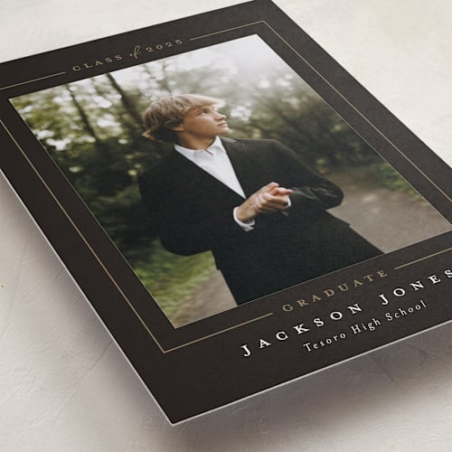 This is a truffle graduation announcements with standard by Joanna Griffin called straight arrow printing on recycled smooth signature in standard