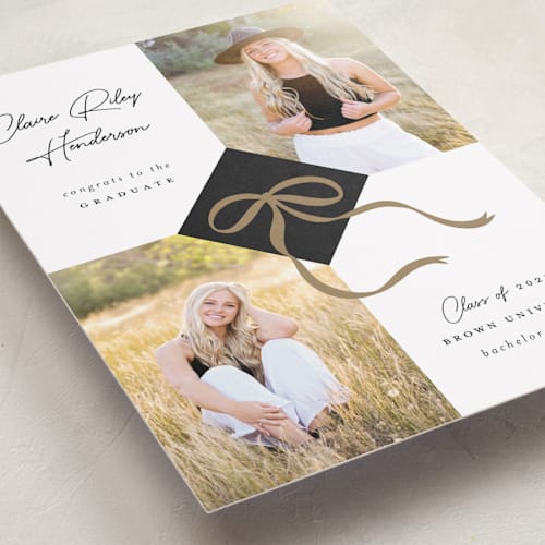 This is a noir graduation announcements with standard by Paper Raven Co. called sweet grad cap printing on recycled smooth signature in standard