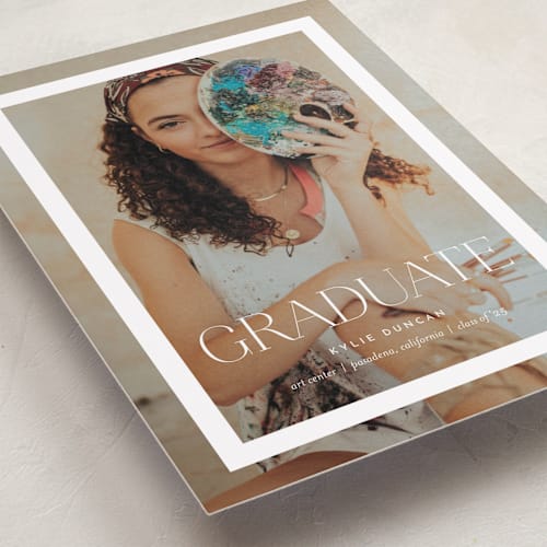 This is a cloud graduation announcements with standard by Eric Clegg called framed graduate printing on recycled smooth signature in standard