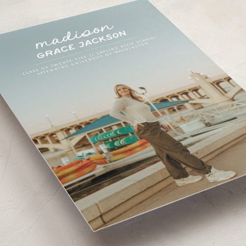 This is a snow graduation announcements with standard by Stephanie Heinrich Godbout called handwritten stack printing on recycled smooth signature in standard