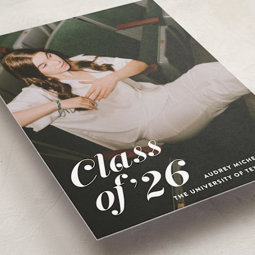 This is a ink graduation announcements with standard by Megan Davis called class dismissed printing on recycled smooth signature in standard