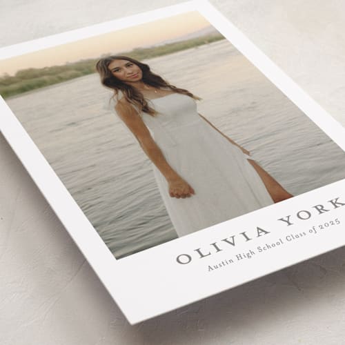 This is a snow graduation announcements with standard by Sarah Curry called archive printing on recycled smooth signature in standard