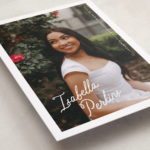 This is a porcelain graduation announcements with standard by chocomocacino called horchata printing on recycled smooth signature in standard