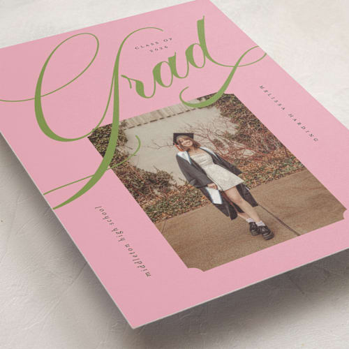 This is a strawberry matcha graduation announcements with standard by Vera Lim called bold.. printing on recycled smooth signature in standard