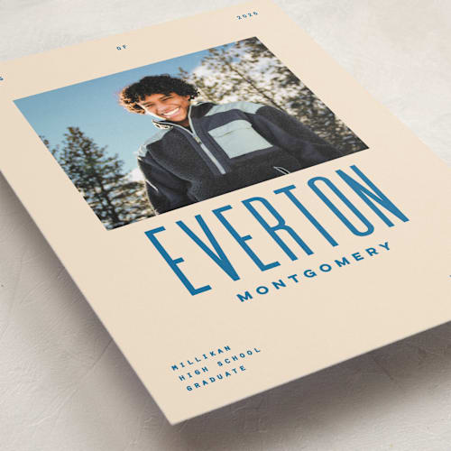 This is a bluebird graduation announcements with standard by Owl and Toad called billboard printing on recycled smooth signature in standard