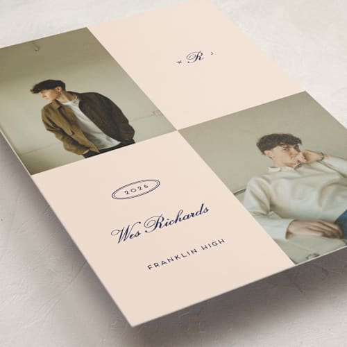 This is a ocean graduation announcements with standard by Rachel Cassel called the quadrant printing on recycled smooth signature in standard