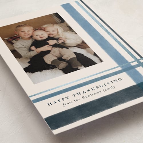 This is a artic thanksgiving cards invitations with foil pressed by Kacey Kendrick Wagner called deconstructed plaid printing on recycled smooth signature in standard
