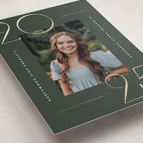 This is a ivy graduation announcements with foil pressed by Kelly Schmidt called numbered printing on recycled smooth signature in standard