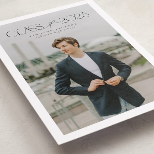 This is a charcoal graduation announcements with standard by Nicole Walsh called class printing on recycled smooth signature in standard