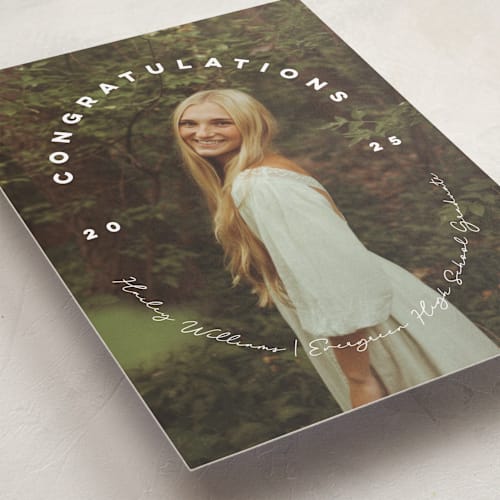 This is a powder graduation announcements with standard by Ellis called circlet printing on recycled smooth signature in standard