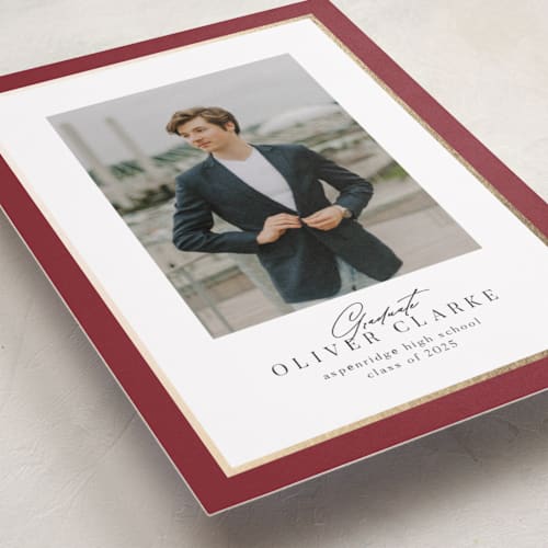 This is a cardinal graduation announcements with foil pressed by Nicole Walsh called classic edge printing on recycled smooth signature in standard