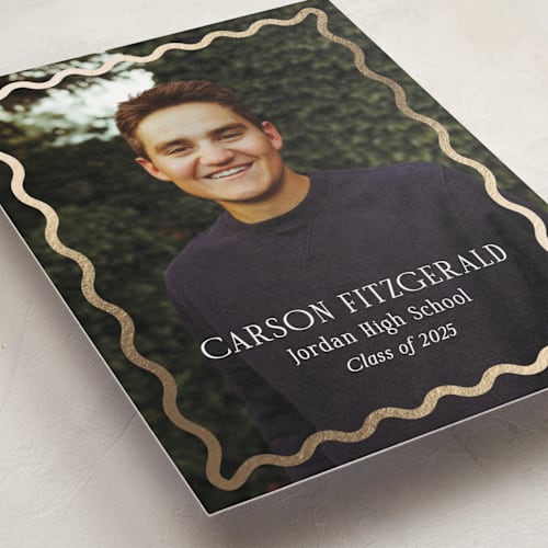 This is a ice graduation announcements with foil pressed by Jackie Crawford called fun border frame printing on recycled smooth signature in standard