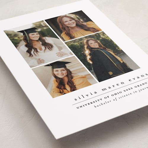 This is a penguin graduation announcements with standard by Lea Delaveris called name drop printing on recycled smooth signature in standard