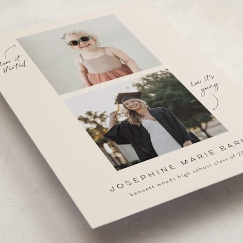 This is a classic black graduation announcements with standard by Ashley DeMeyere called simple timeline printing on recycled smooth signature in standard
