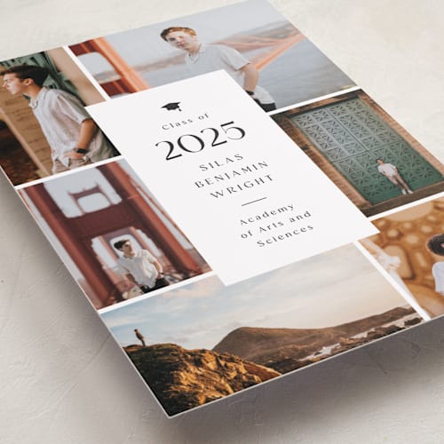 This is a raven graduation announcements with standard by Olivia Raufman called pastiche printing on recycled smooth signature in standard