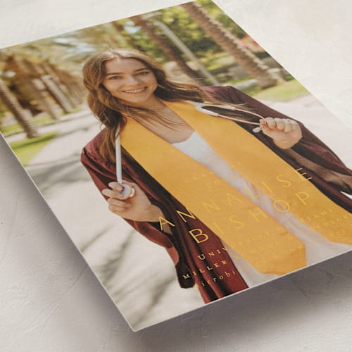 This is a lemon graduation announcements with standard by Ani Somi called straight up printing on recycled smooth signature in standard