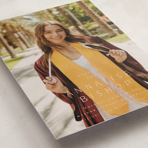 This is a rose graduation announcements with standard by Ani Somi called straight up printing on recycled smooth signature in standard