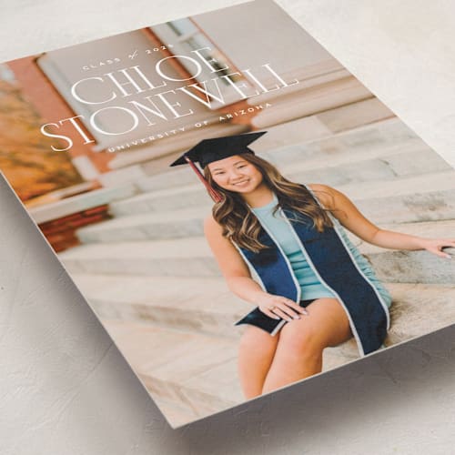 This is a snow graduation announcements with standard by Ellen Schlegelmilch called modern serif printing on recycled smooth signature in standard