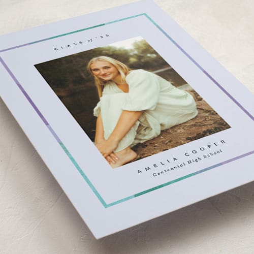 This is a grape graduation announcements with standard by Carrie Moradi called candy rainbow printing on recycled smooth signature in standard