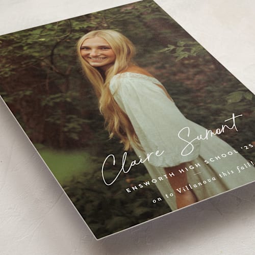 This is a snow graduation announcements with standard by Sara Hicks Malone called journal  printing on recycled smooth signature in standard