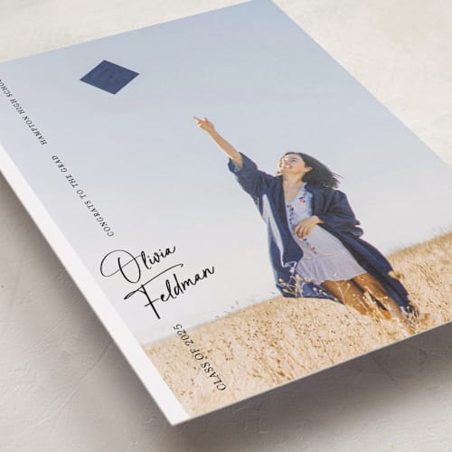 This is a ink graduation announcements with standard by Paper Raven Co. called lift off printing on recycled smooth signature in standard