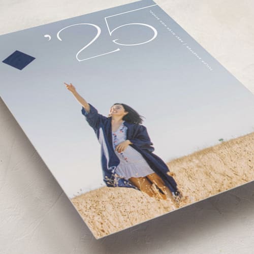 This is a snow graduation announcements with standard by Jackie Crawford called corner year printing on recycled smooth signature in standard