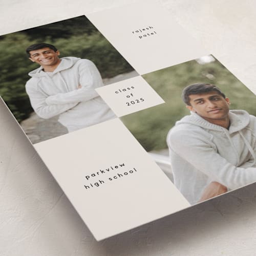 This is a moon graduation announcements with standard by Kelly Watkins called bright modern printing on recycled smooth signature in standard