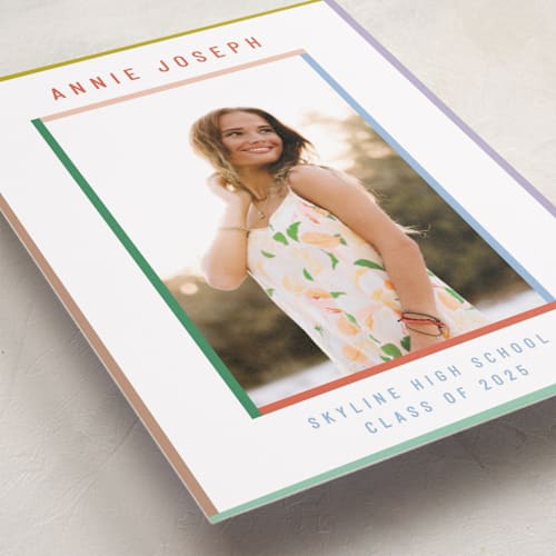 This is a candy graduation announcements with standard by Kelly Watkins called color frame printing on recycled smooth signature in standard