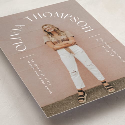 This is a opal graduation announcements with standard by Ana Sharpe called arched name printing on recycled smooth signature in standard