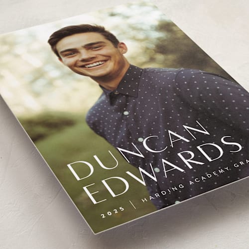 This is a cloud graduation announcements with standard by Sara Hicks Malone called classic printing on recycled smooth signature in standard