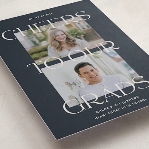 This is a nightsky graduation announcements with standard by Pati Cascino called double the cheers printing on recycled smooth signature in standard
