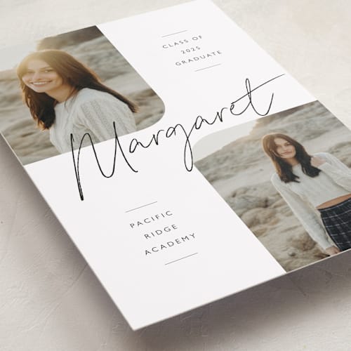 This is a cotton graduation announcements with standard by Carolyn MacLaren called rounded double printing on recycled smooth signature in standard