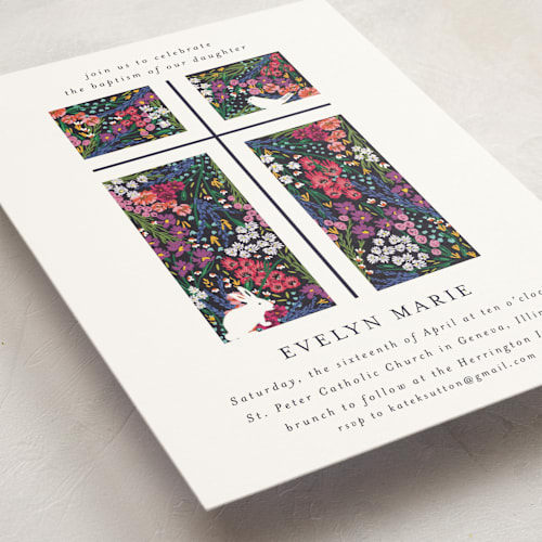 This is a night baptism and christening announcements with standard by Angela Marzuki called blessed garden printing on signature in standard