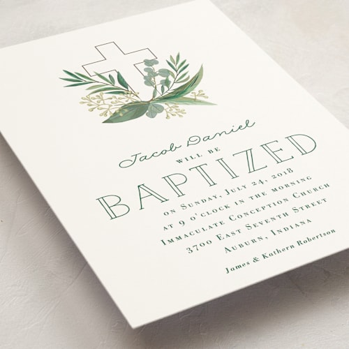 This is a snow baptism and christening announcements with standard by Jessie Steury called heaven & earth printing on signature in standard