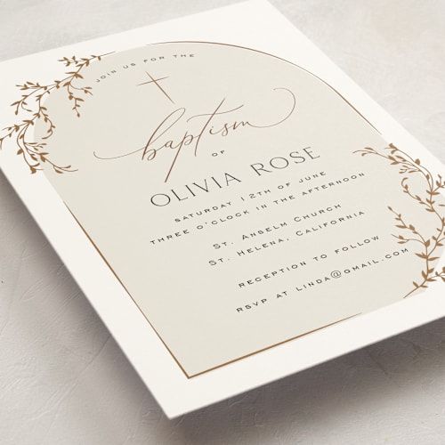This is a buttercup baptism and christening announcements with standard by Benita Crandall called dashing baptism printing on signature in standard