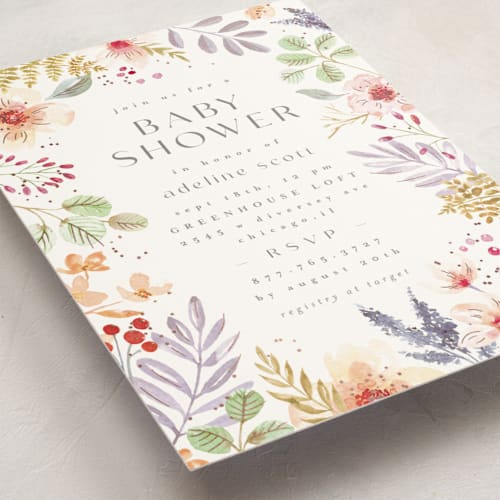 This is a summer foil stamped baby shower invitations with foil pressed by Anastasia Makarova called summer day printing on signature in standard