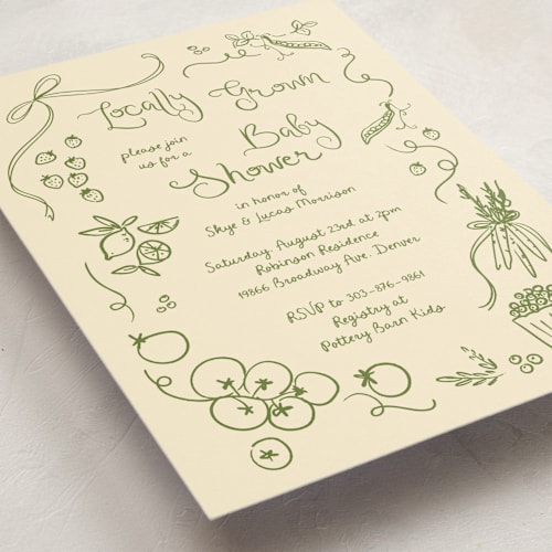 This is a lemon baby shower invitations with standard by Jenna Holcomb called locally grown sketch printing on signature in standard