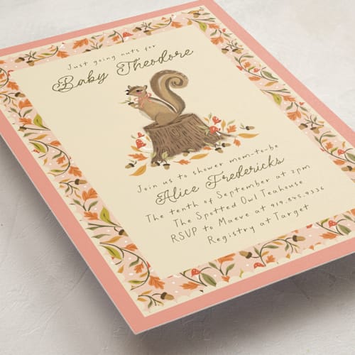 This is a pink lemonade baby shower invitations with standard by Jackie Crawford called nuts for baby printing on signature in standard