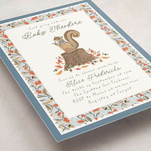 This is a sky baby shower invitations with standard by Jackie Crawford called nuts for baby printing on signature in standard