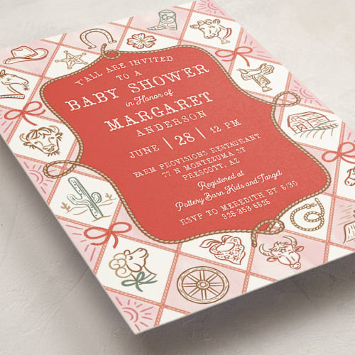 This is a fandango baby shower invitations with standard by Paper Sun Studio called cowboy baby printing on signature in standard
