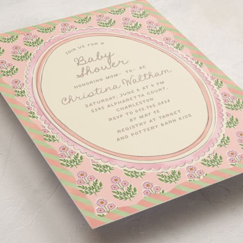 This is a poppy baby shower invitations with standard by Creo Study called botanical maximalism printing on signature in standard