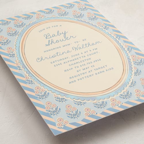 This is a provincial baby shower invitations with standard by Creo Study called botanical maximalism printing on signature in standard