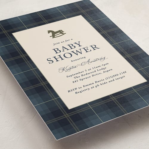 This is a marine baby shower invitations with standard by Kate Ahn called wesley printing on signature in standard