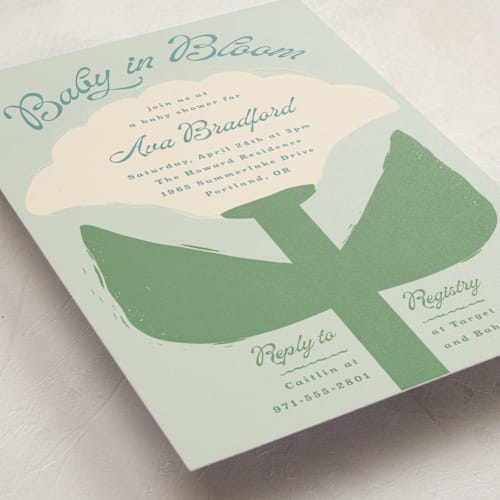 This is a lily baby shower invitations with standard by Lisa McLean called tulip printing on signature in standard