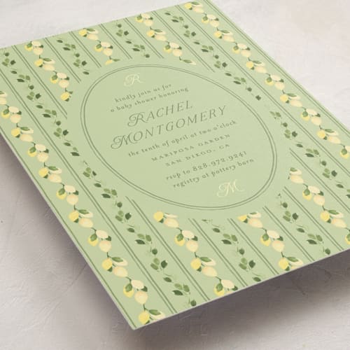 This is a positano baby shower invitations with standard by Claudia Orengo called limoncello printing on signature in standard