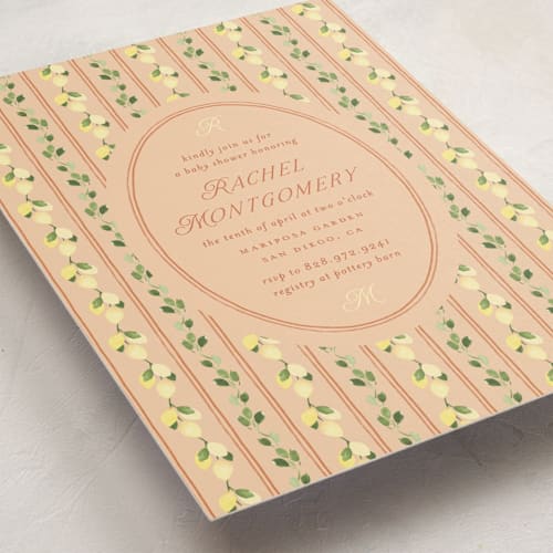This is a parma baby shower invitations with standard by Claudia Orengo called limoncello printing on signature in standard