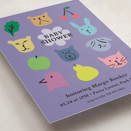 This is a grape baby shower invitations with standard by Claire called park slope printing on signature in standard